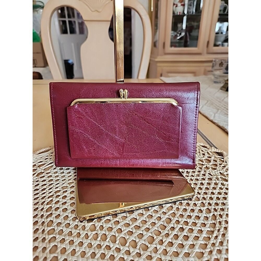 Vintage Prince Gardner Cowhide Kiss lock Maroon Wallet Checkbook - Picture 2 of 7